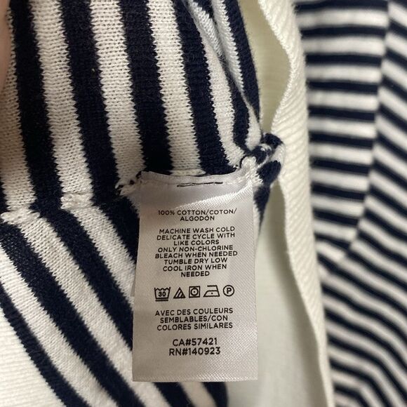 Loft Stripe Tasseled Tie Neck Tunic Blue and White Striped Sweater Size Medium - Picture 8 of 10